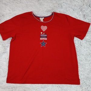 Vintage Koret‎ City Blues Womens Sweater Red XL Pullover Embroidered Stitching